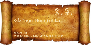 Könye Henrietta névjegykártya