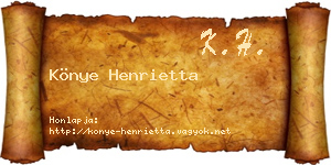 Könye Henrietta névjegykártya